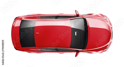 Red car on white background