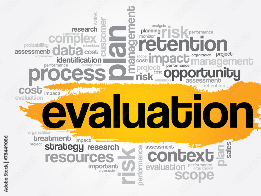 Evaluation word cloud, business concept