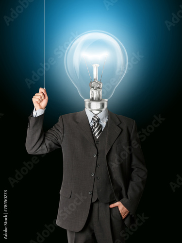 business man turn on hith bulb head