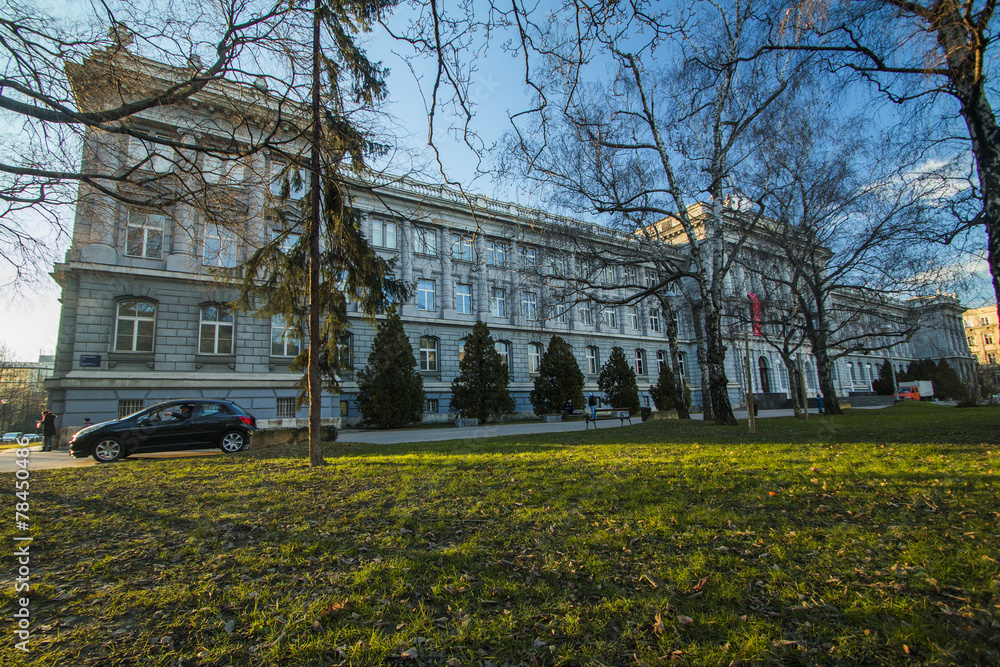Public park and Mimara museum in Zagreb, Croatia