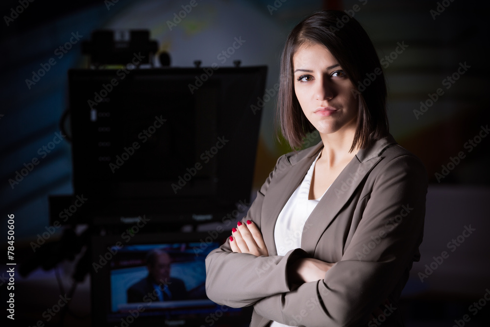Recording at TV studio with television anchorwoman. TV NEWS Recording at TV studio with television anchorwoman. TV NEWS