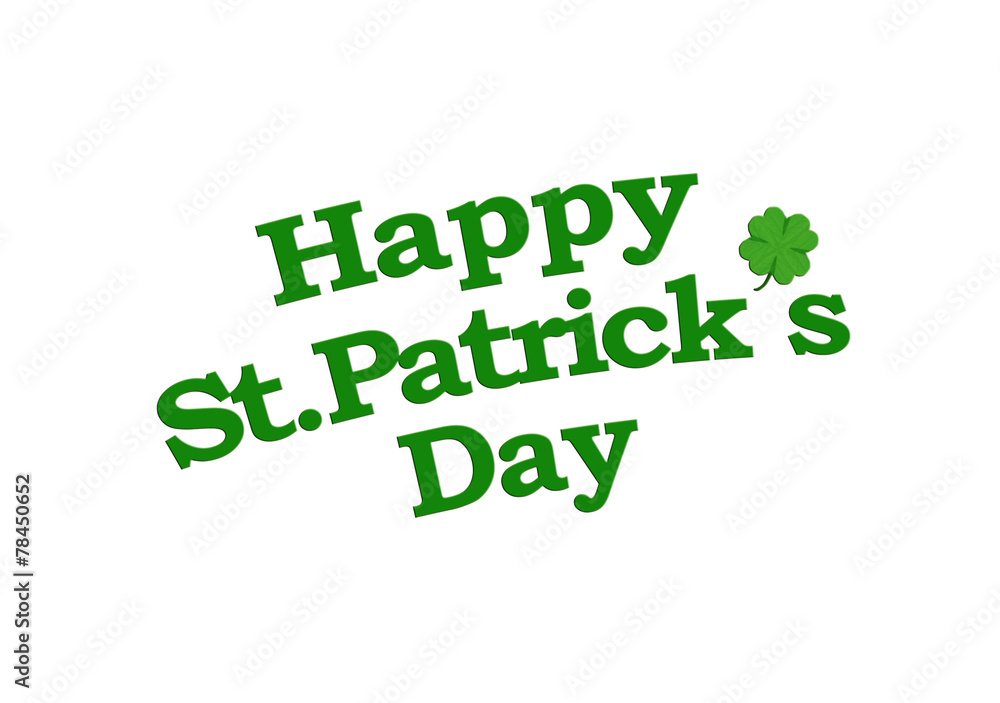 Happy St Patricks Text with Clover Graphic Isolated Happy St Patricks Text with Clover Graphic Isolated