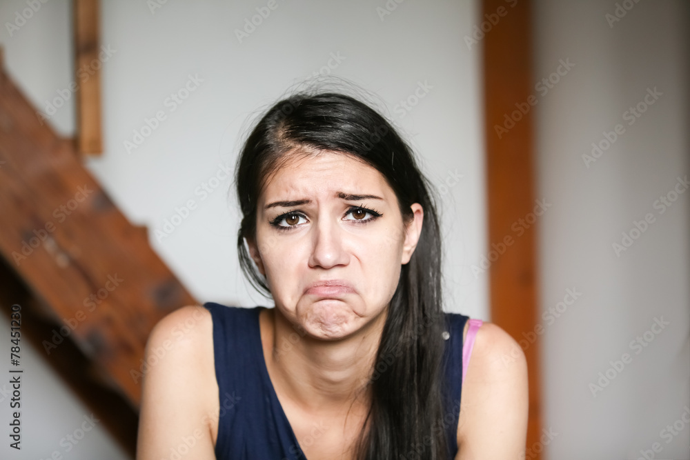 Beautiful Young Woman With Sad Face Sad Expression despair Stock Photo 