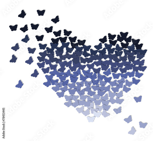 Ombre heart made of butterflies