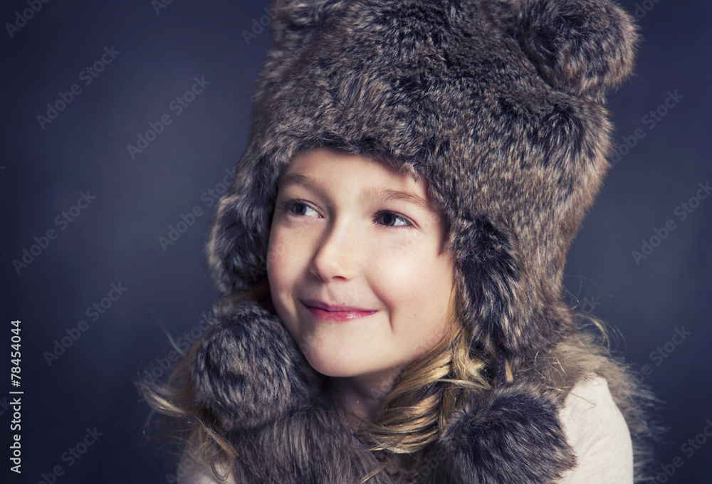 Girl wearing fur hat Girl wearing fur hat