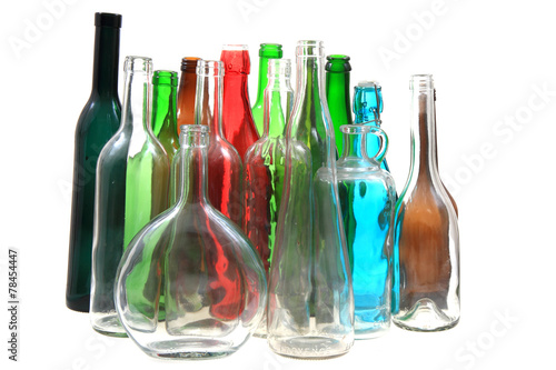 empty color glass bottles