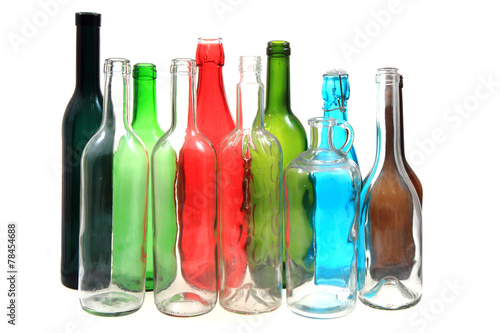 empty color glass bottles