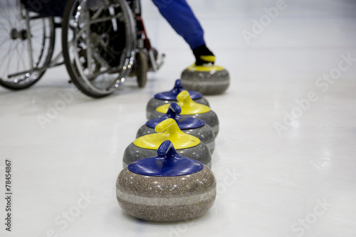 The Paralympic curling training wheelchair curling