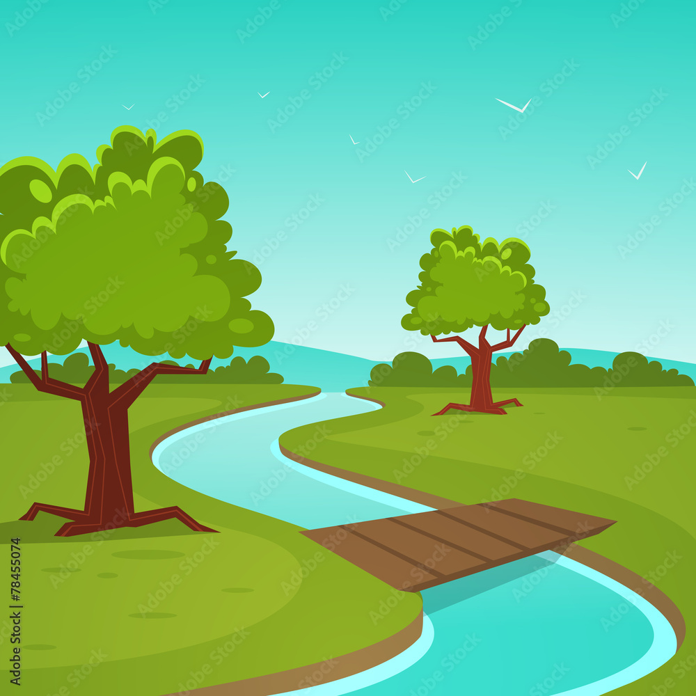 Obraz premium Cartoon Summer Landscape