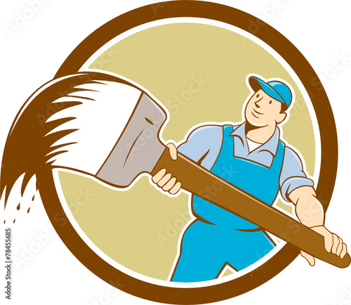 House Painter Giant Paintbrush Cartoon