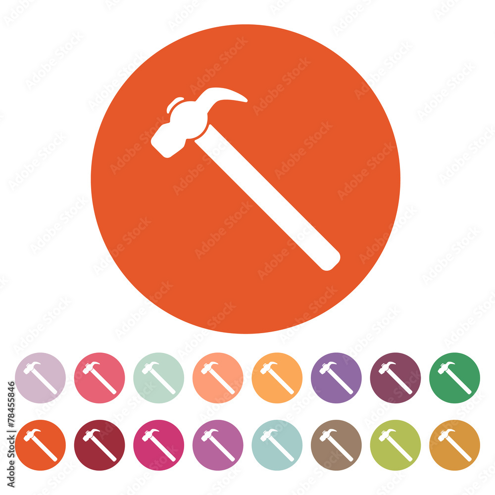 The hammer icon. Hammer symbol. Flat The hammer icon. Hammer symbol. Flat