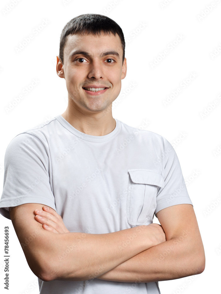 a man in a white T-shirt