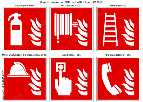 Brandschutzzeichen Set nach ASR 1.3 und ISO 7010
