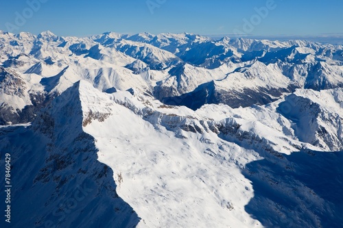 Snow covered mountains in winter. Pizzo Scalino, Italy.