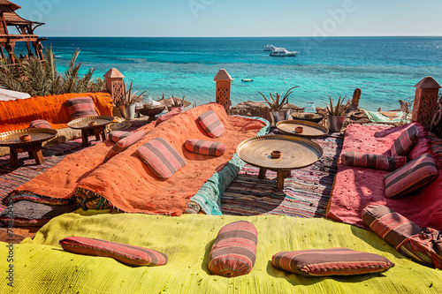 local cafe on the Red Sea coast on sunny day, Egypt #78460495
