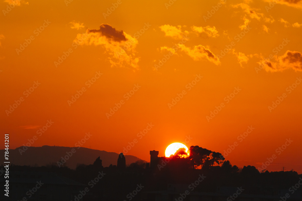 Obraz premium Sunset with orange colors. Sun