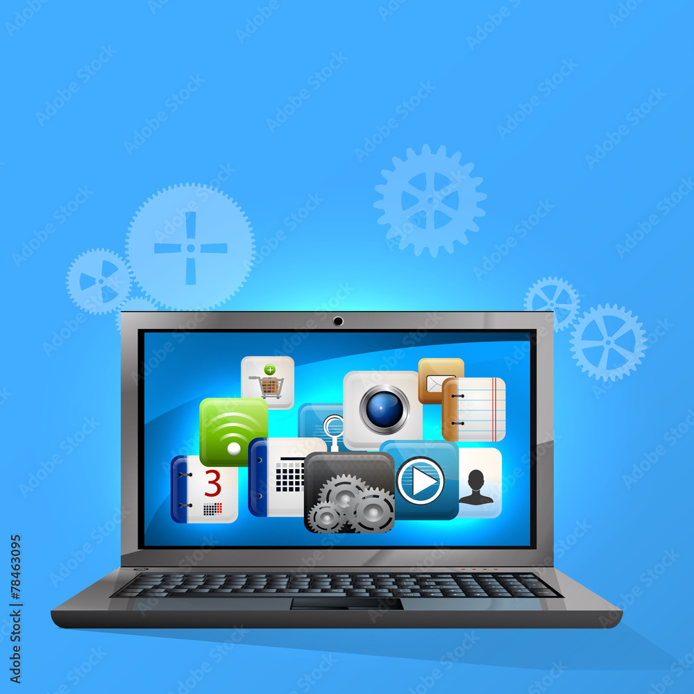 mobile device with a set of flat icons