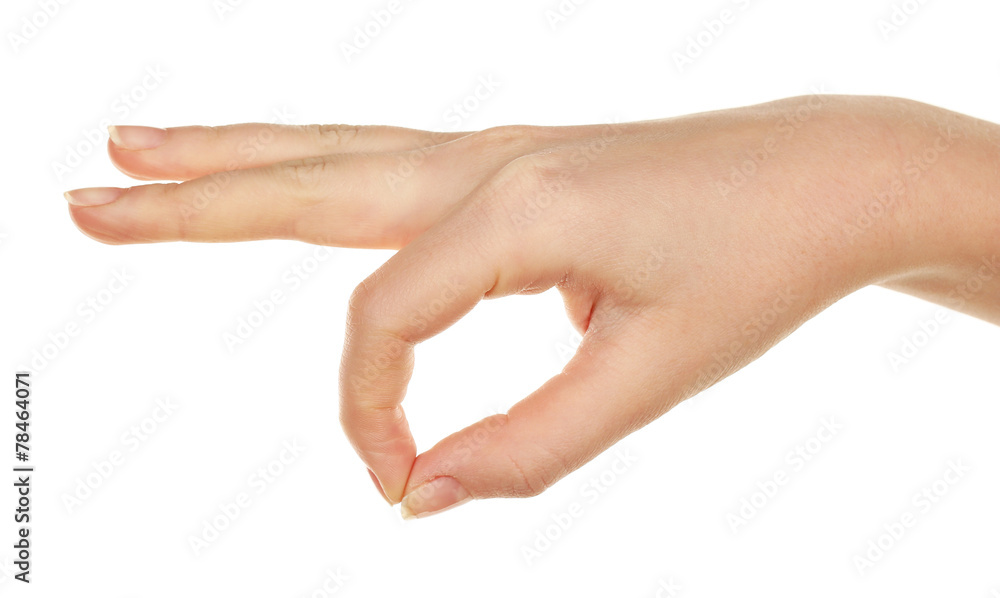 Female hand gesture isolated on white Female hand gesture isolated on white