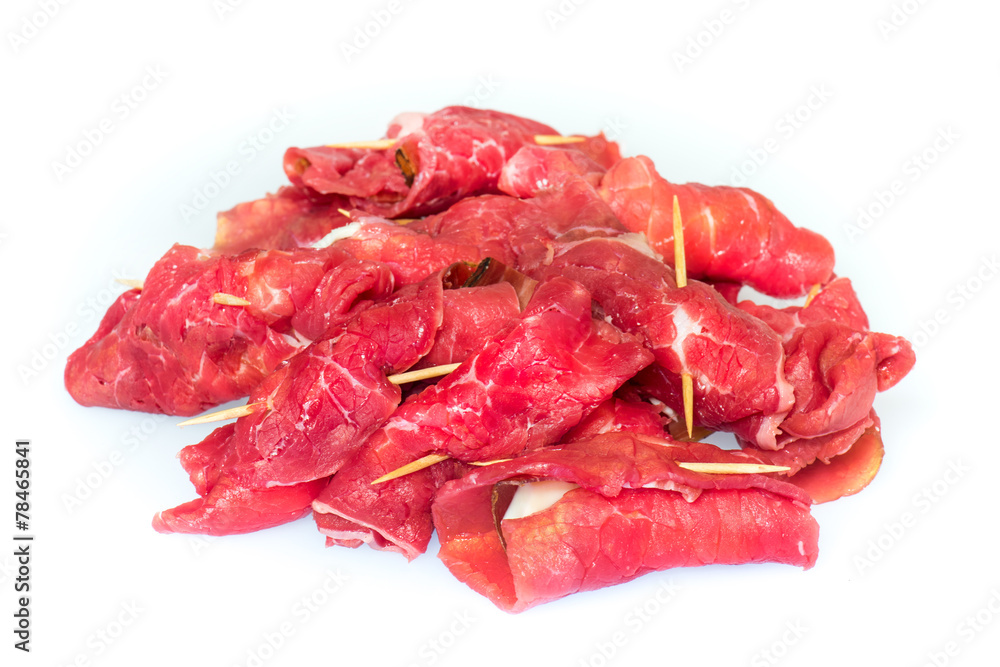 raw uncooked beef roulades
