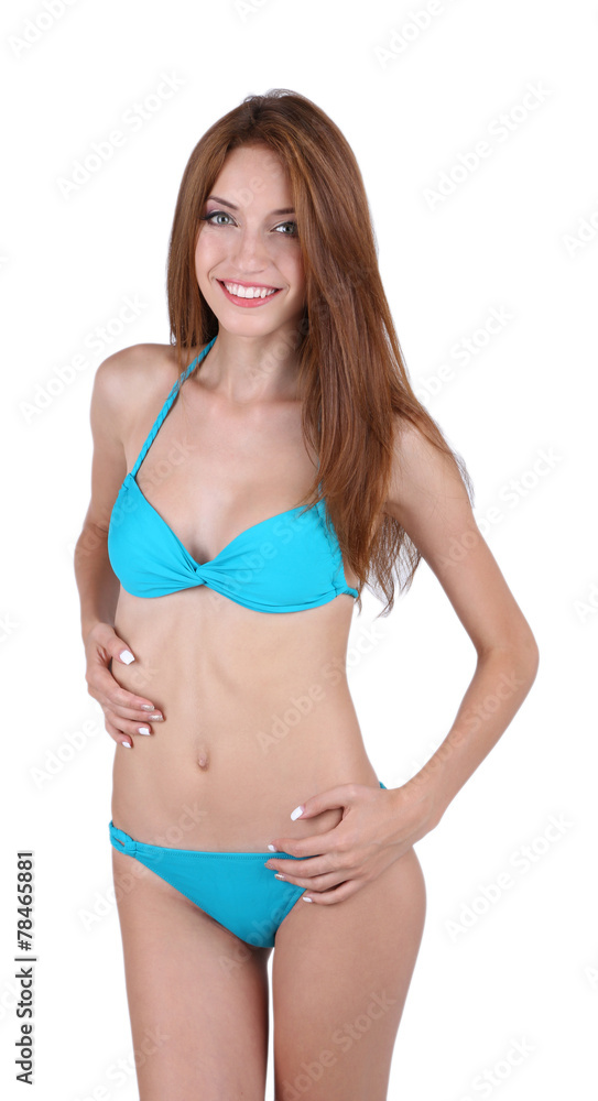 Obraz premium Beautiful young woman in swimsuit isolated on white