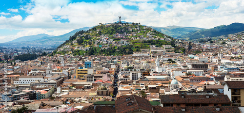 Historical center of old town Quito photo