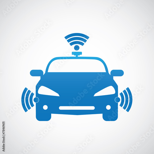 Smart car icon with wireless sensor . Side view