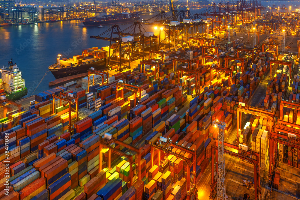 Fototapeta premium industrial port with containers