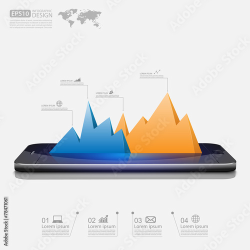 smartphone with business graph.vector