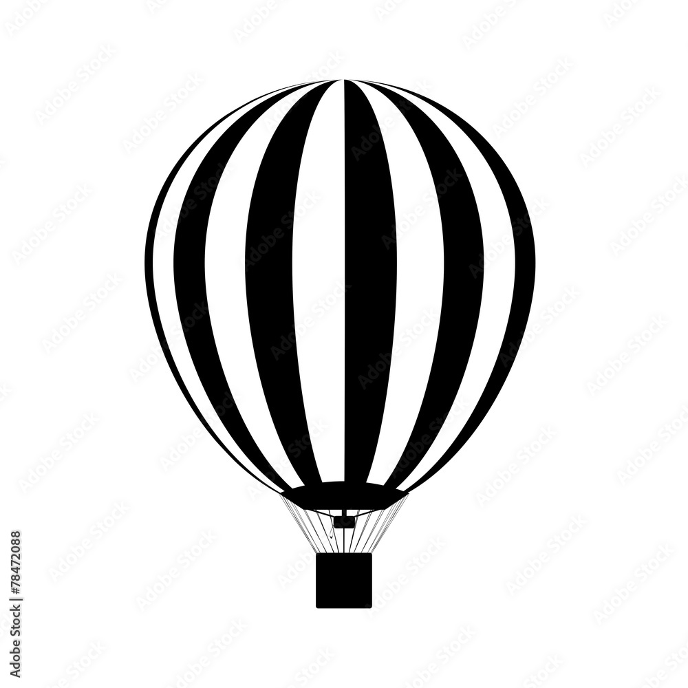Naklejka premium Hot air balloon in the sky. silhouette. Vector