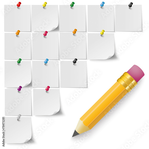 Grey Stickers Colored Pins Pencil