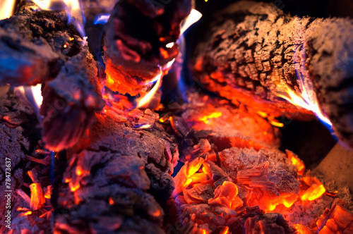 Obraz na płótnie Wood and fire w salonie
