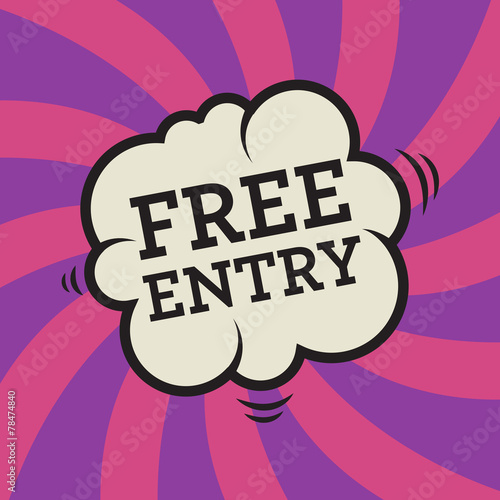 Comic explosion with text Free Entry, vector