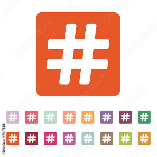 The hash icon. Hashtag symbol. Flat