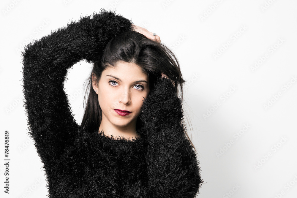 portrait of beautiful glamour woman with black hair portrait of beautiful glamour woman with black hair