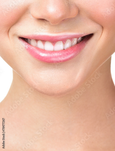 closeup of smile with white healthy teeth