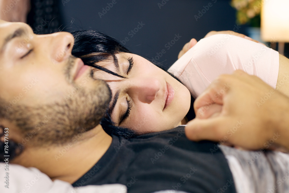Closeup of happy peaceful couple sleeping Closeup of happy peaceful couple sleeping