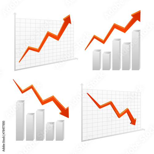 set vector chart graph positive, negative infographic