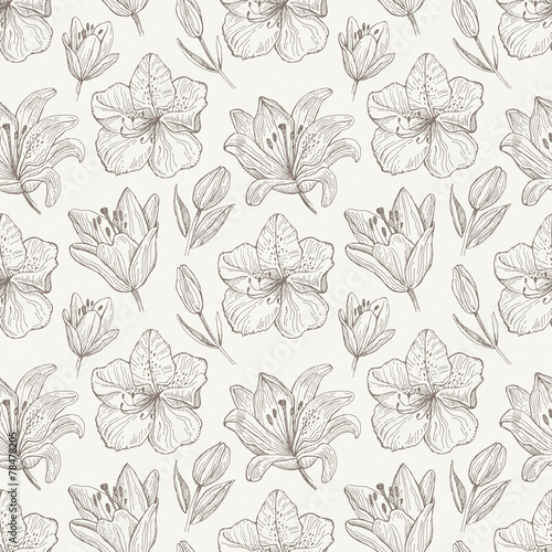 Seamless pattern with lily