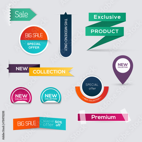 Collection of Sale Discount Styled origami Banners.