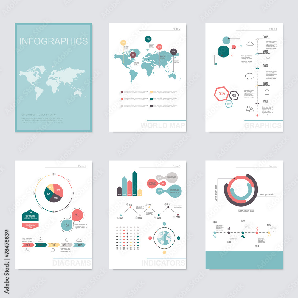 Set of infographics elements in modern flat business style.