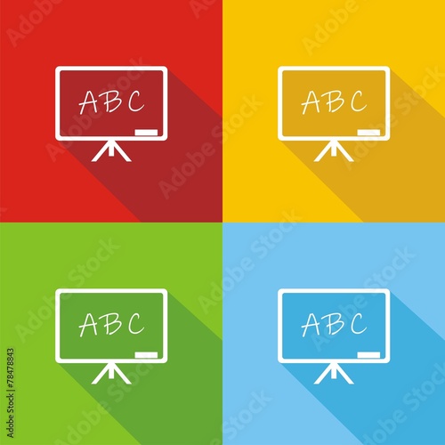 Iconos pizarra ABC colores sombra