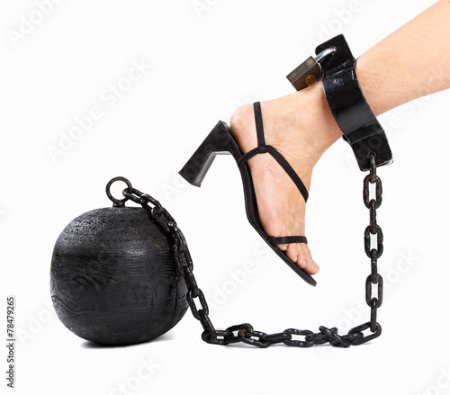 woman's foot with prison ball