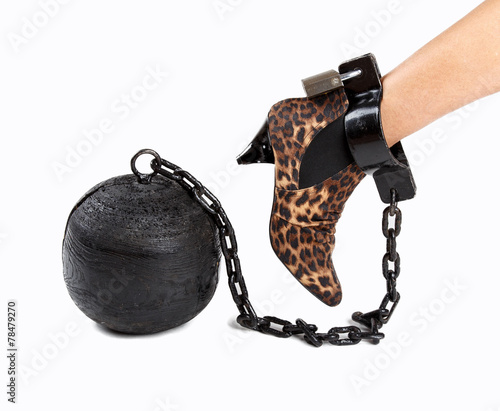 woman's foot with prison ball