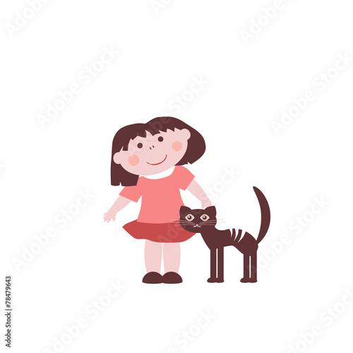 Little girl with a cat