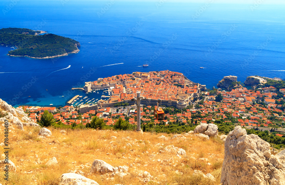 Beautiful view of Dubrovnik, Croatia from cableway station