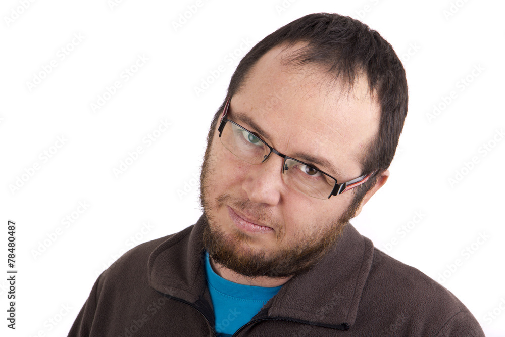portrait of handsome young man wearing glasses against white bac portrait of handsome young man wearing glasses against white bac
