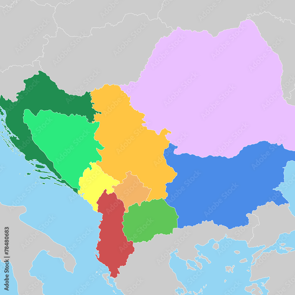Länder des Balkan (farbig)