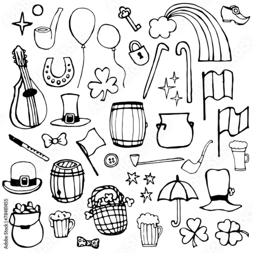 different set of painted icons symbolizing holiday Patrick