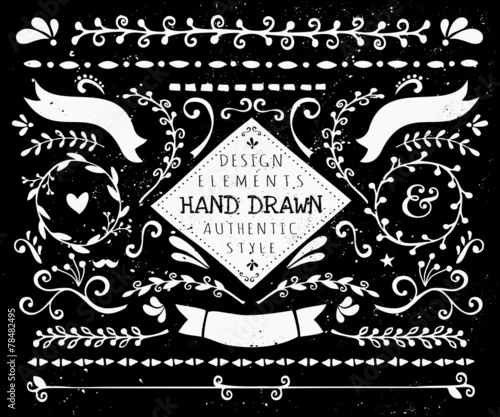 Chalkboard Style Design Elements Collection