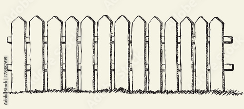 Wooden fence. Vector drawing